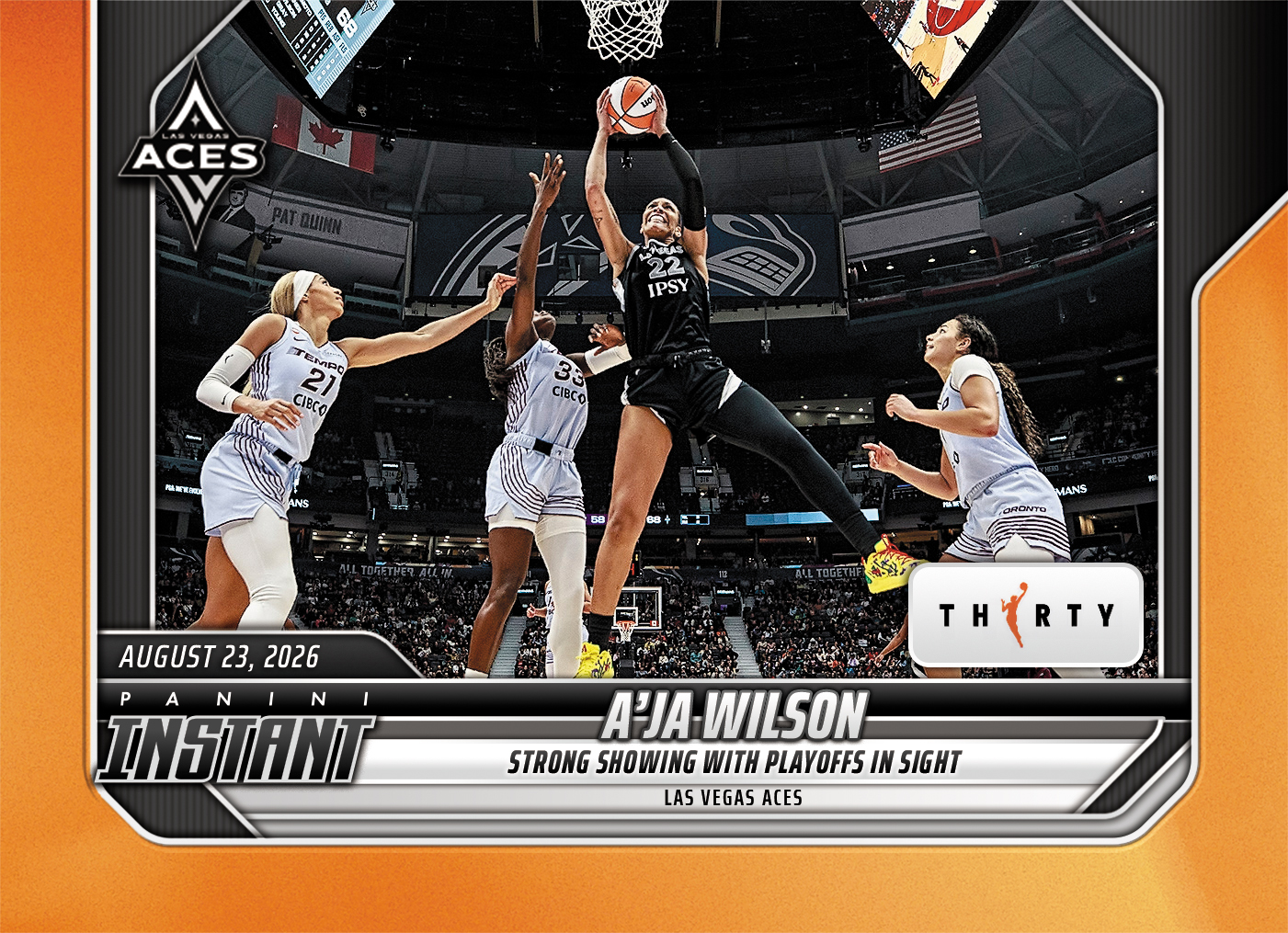 Detailed Image of A'ja Wilson - 2026 Panini Instant WNBA #332 - 30th Anniversary /30