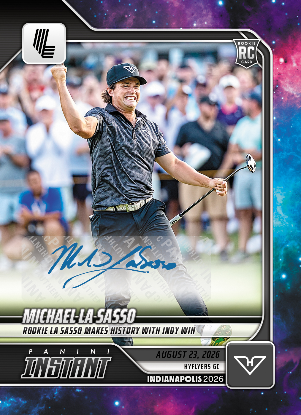 Detailed Image of Michael La Sasso - 2026 Panini Instant LIV Golf #25 - Galaxy 1/1 Auto