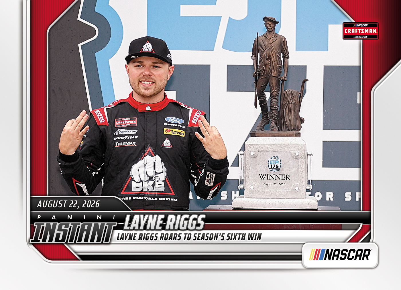 Detailed Image of Layne Riggs - 2026 Panini Instant NASCAR #74 - Base Card 10-pack