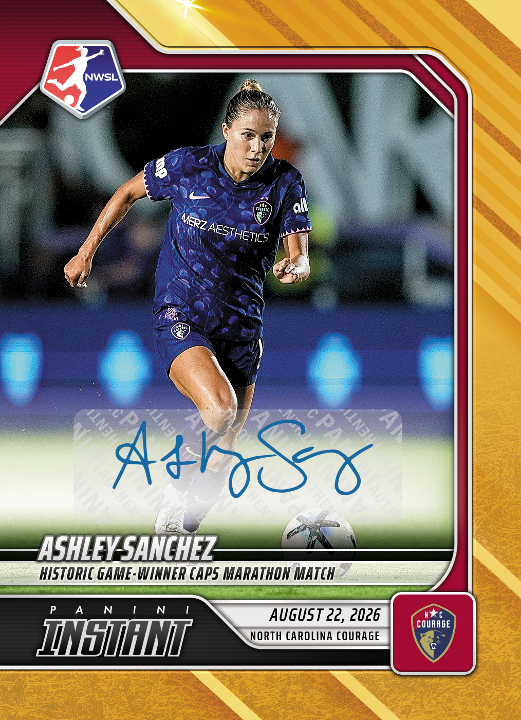 Detailed Image of Ashley Sanchez - 2026 Panini Instant NWSL #145 - Gold /10 Auto