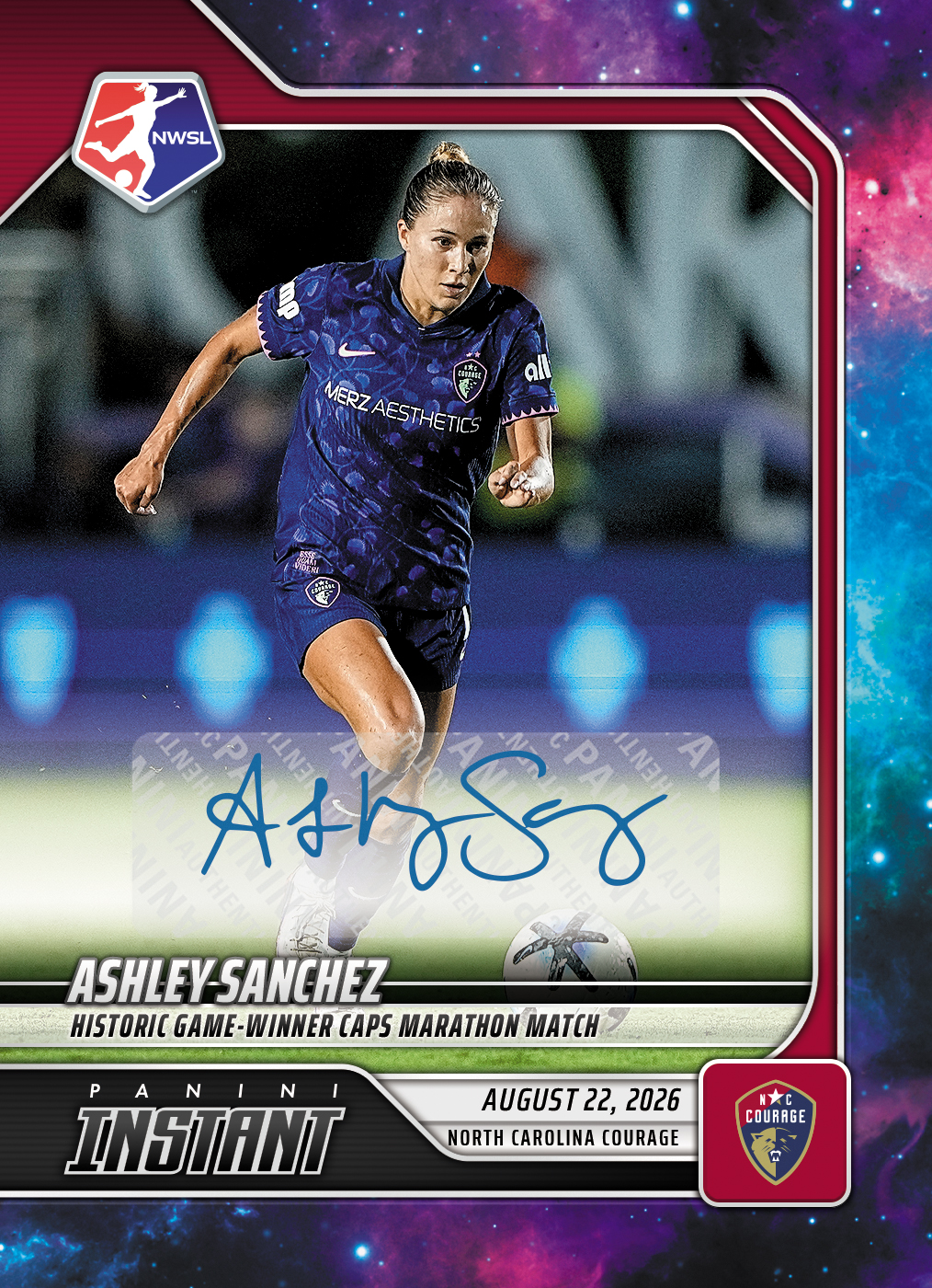 Detailed Image of Ashley Sanchez - 2026 Panini Instant NWSL #145 - Galaxy 1/1 Auto