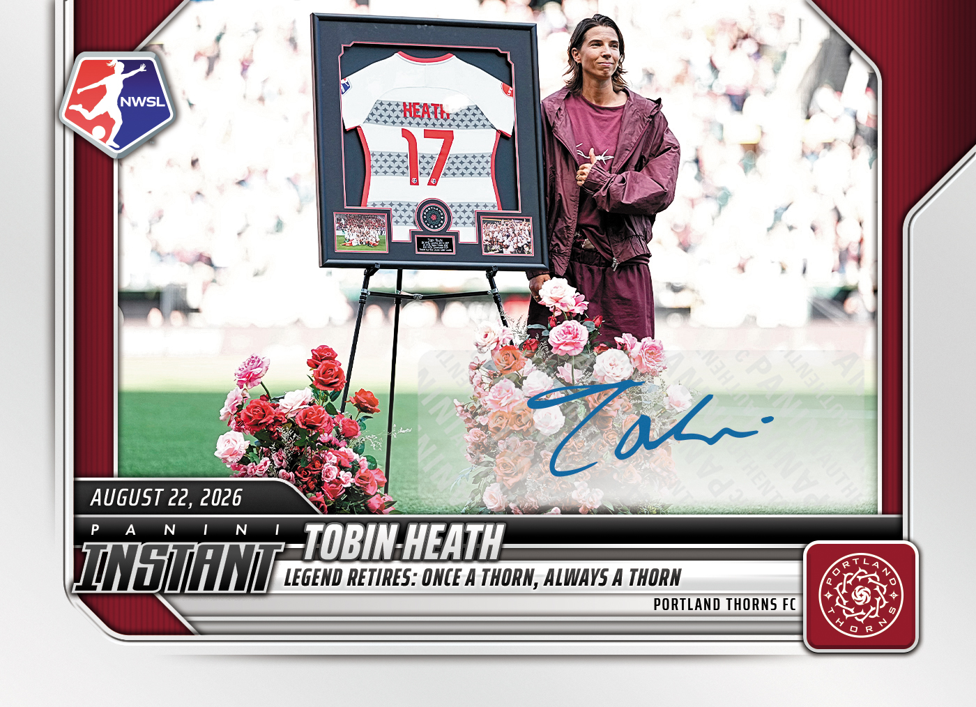 Detailed Image of Tobin Heath - 2026 Panini Instant NWSL #147 - Base /99 Auto