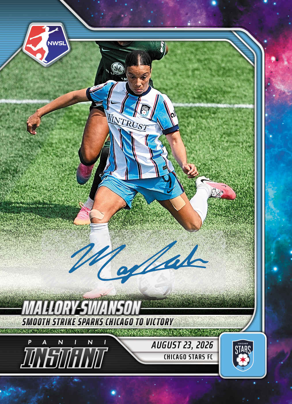 Detailed Image of Mallory Swanson - 2026 Panini Instant NWSL #148 - Galaxy 1/1 Auto