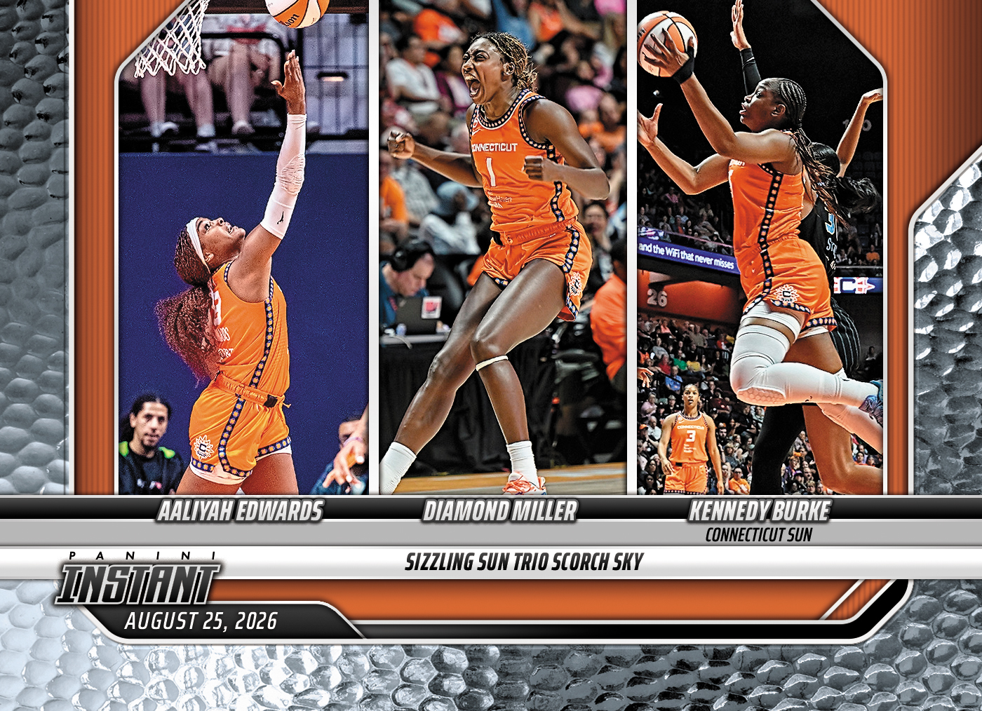 Detailed Image of Aaliyah Edwards/Diamond Miller/Kennedy Burke - 2026 Panini Instant WNBA #335 - Metallic /5