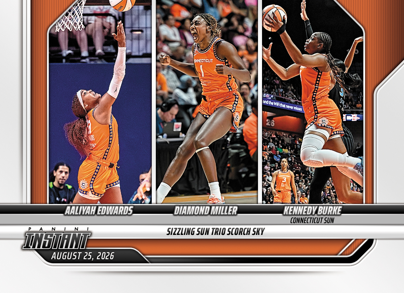 Detailed Image of Aaliyah Edwards/Diamond Miller/Kennedy Burke - 2026 Panini Instant WNBA #335 - Base Card