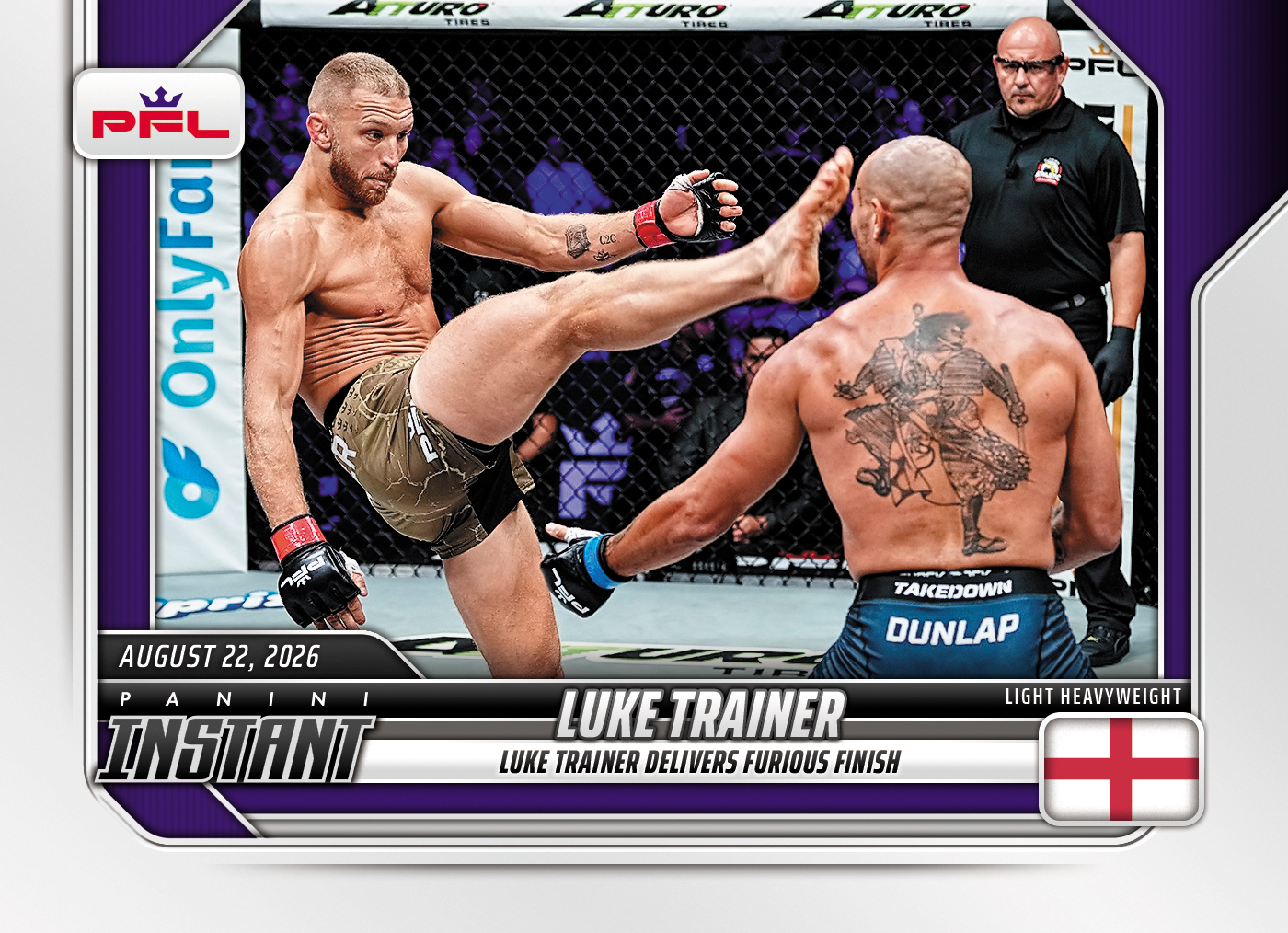 Detailed Image of Luke Trainer - 2026 Panini Instant PFL #38 - Base Card 5-pack