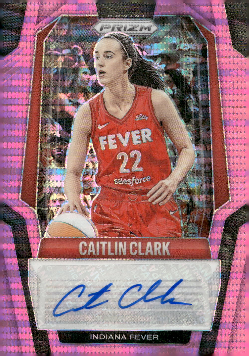 Detailed Image of Caitlin Clark - 2025 WNBA Prizm Signatures Prizms Pink Pulsar