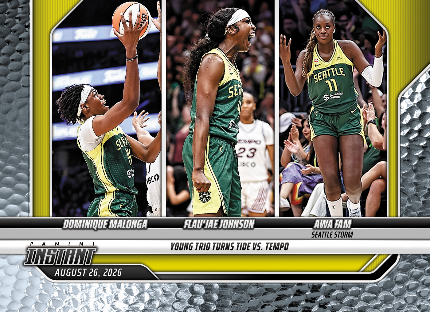 Product image 1 for - Dominique Malonga/Flau'jae Johnson/Awa Fam - 2026 Panini Instant WNBA #340 - Metallic /5