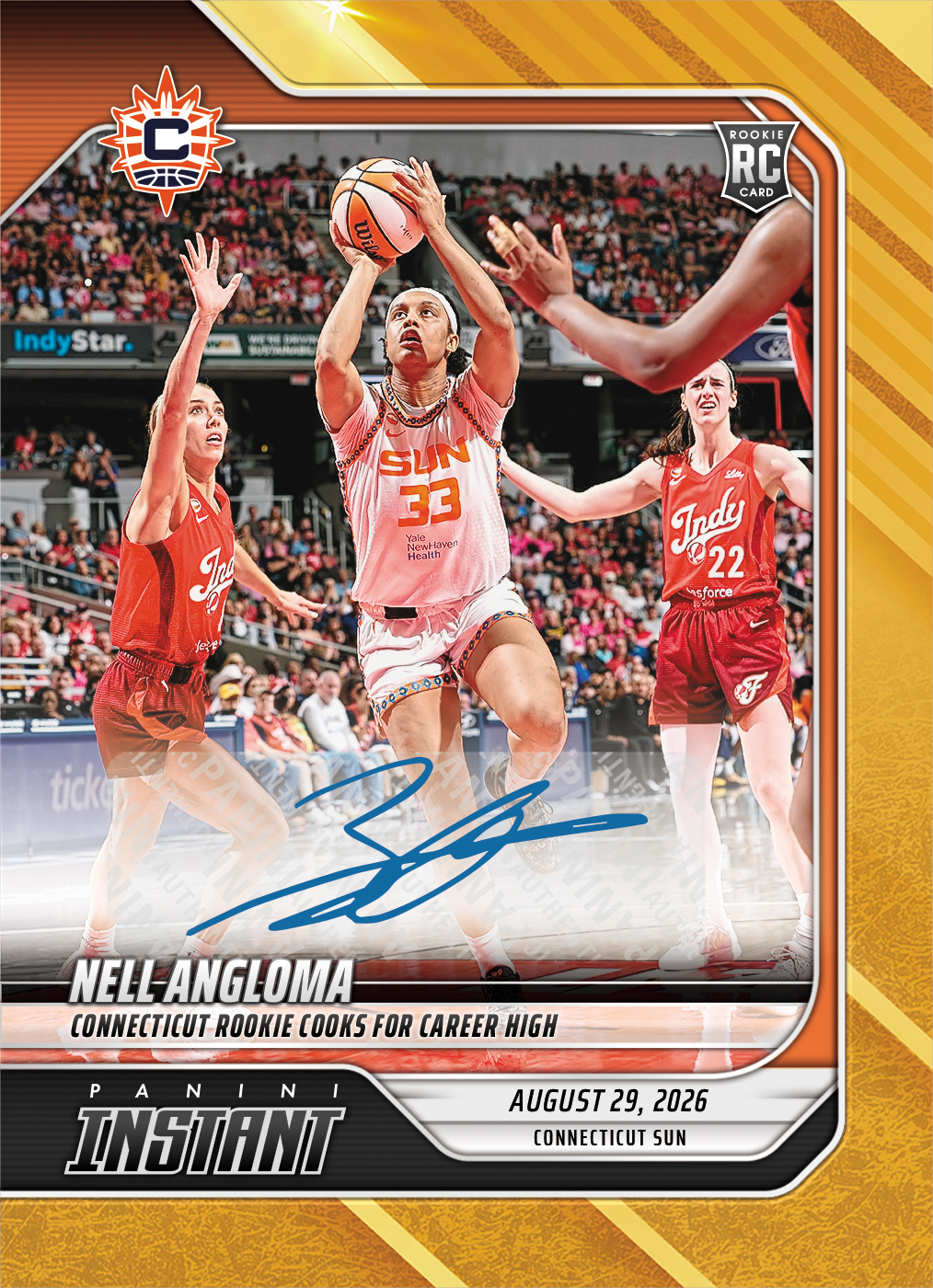 Detailed Image of Nell Angloma - 2026 Panini Instant WNBA #345 - Gold /10 Auto
