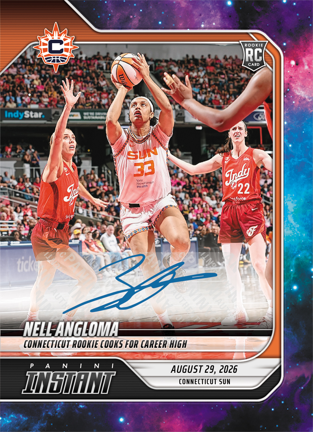 Detailed Image of Nell Angloma - 2026 Panini Instant WNBA #345 - Galaxy 1/1 Auto