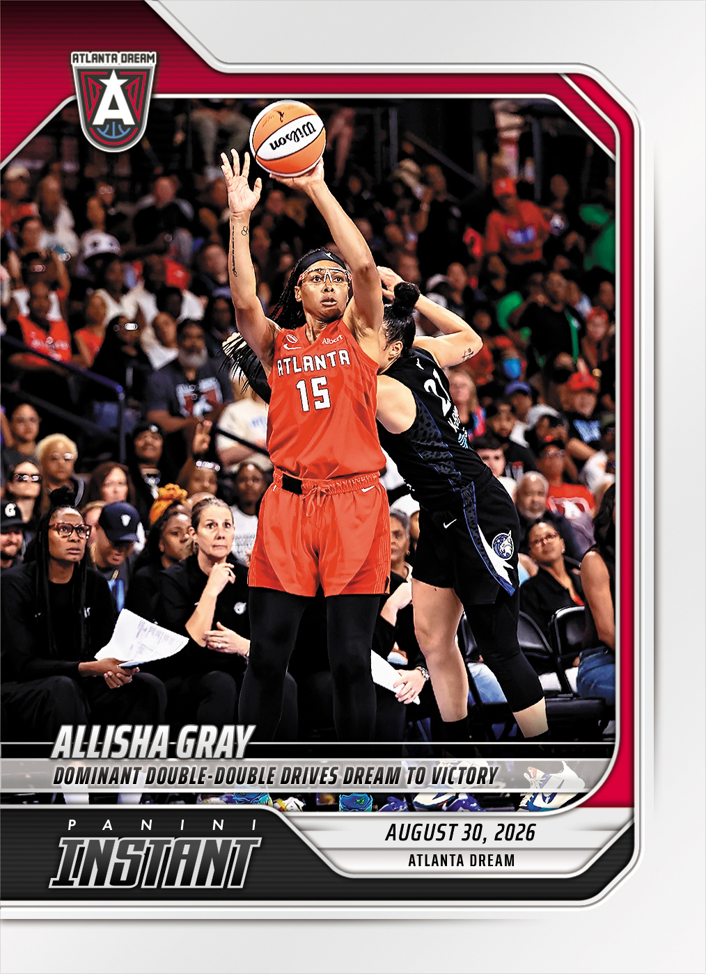 Detailed Image of Allisha Gray - 2026 Panini Instant WNBA #348 - Base Card 5-pack