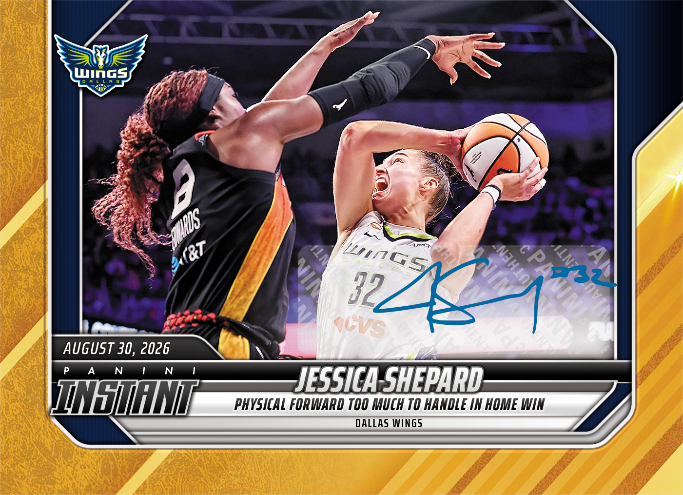 Detailed Image of Jessica Shepard - 2026 Panini Instant WNBA #351 - Gold /10 Auto