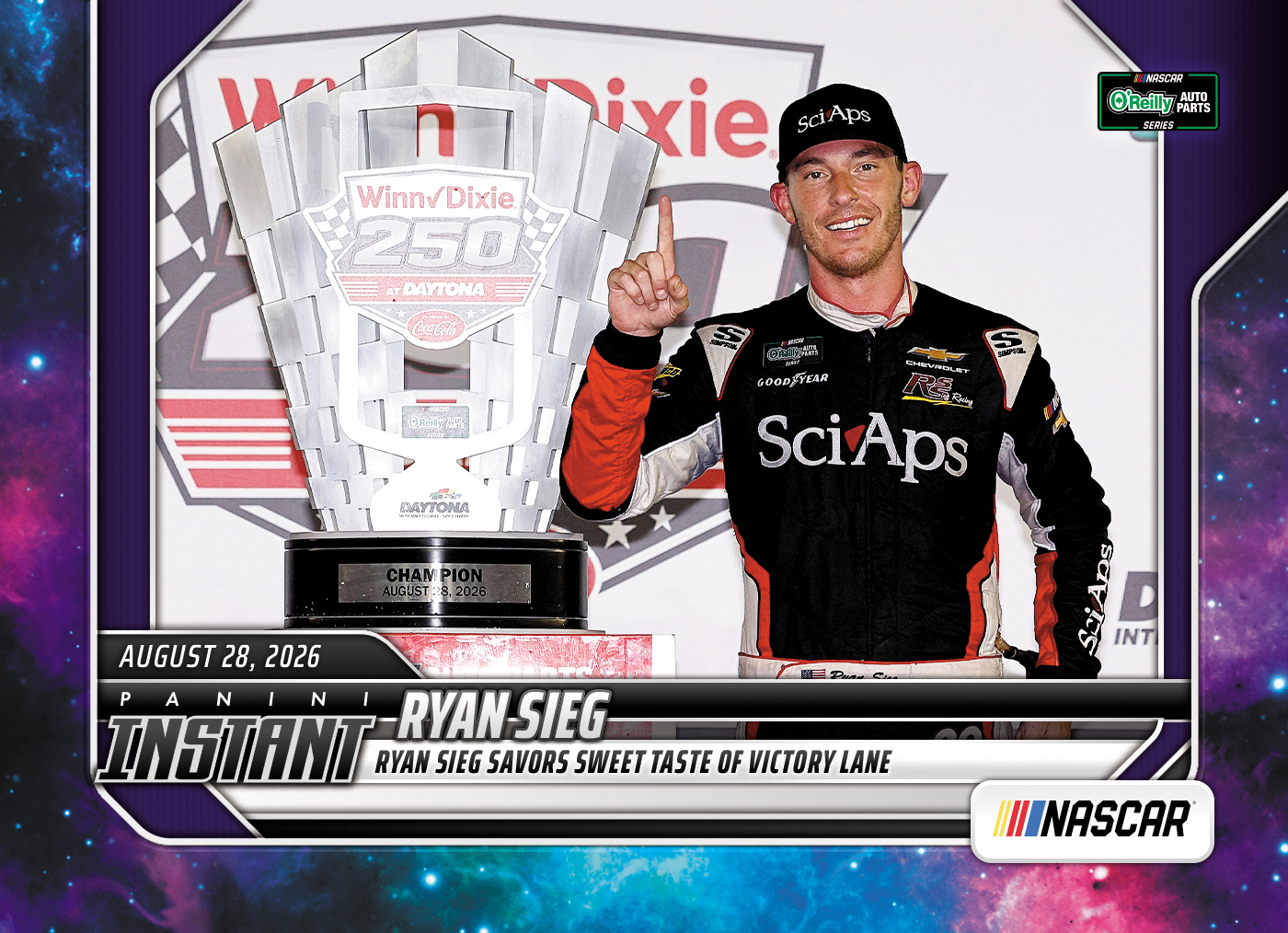 Detailed Image of Ryan Sieg - 2026 Panini Instant NASCAR #76 - Galaxy 1/1
