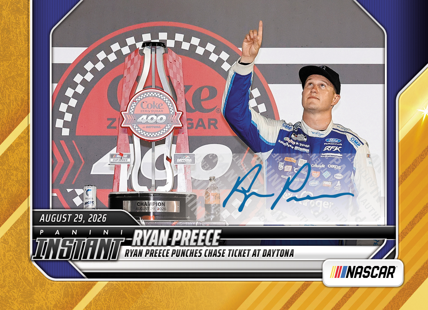 Detailed Image of Ryan Preece - 2026 Panini Instant NASCAR #77 - Gold /10 Auto