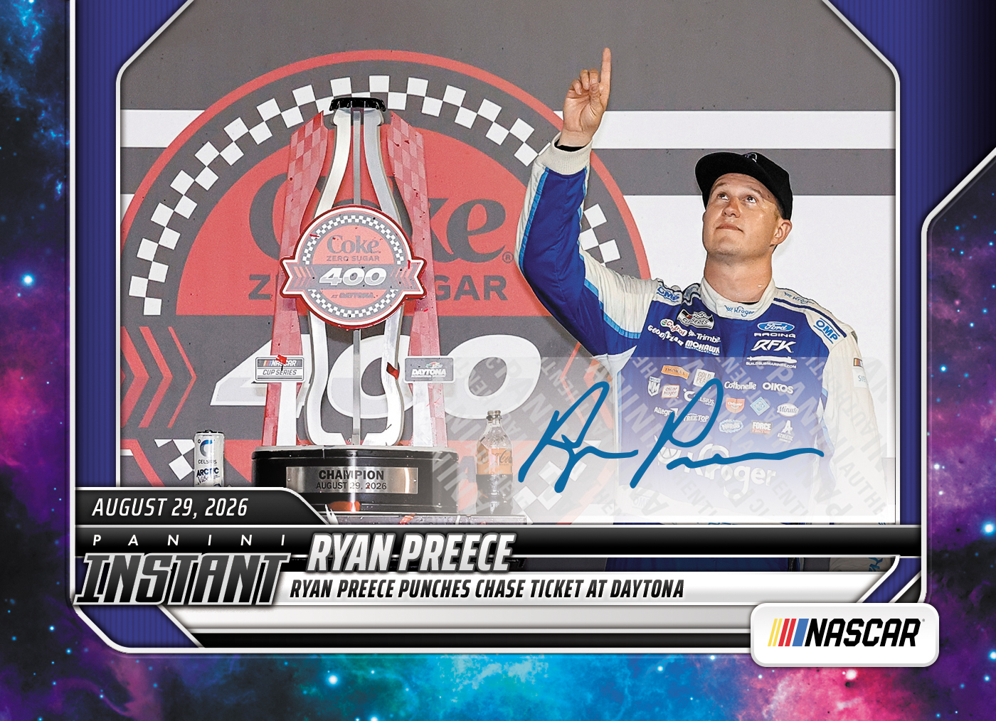 Detailed Image of Ryan Preece - 2026 Panini Instant NASCAR #77 - Galaxy 1/1 Auto