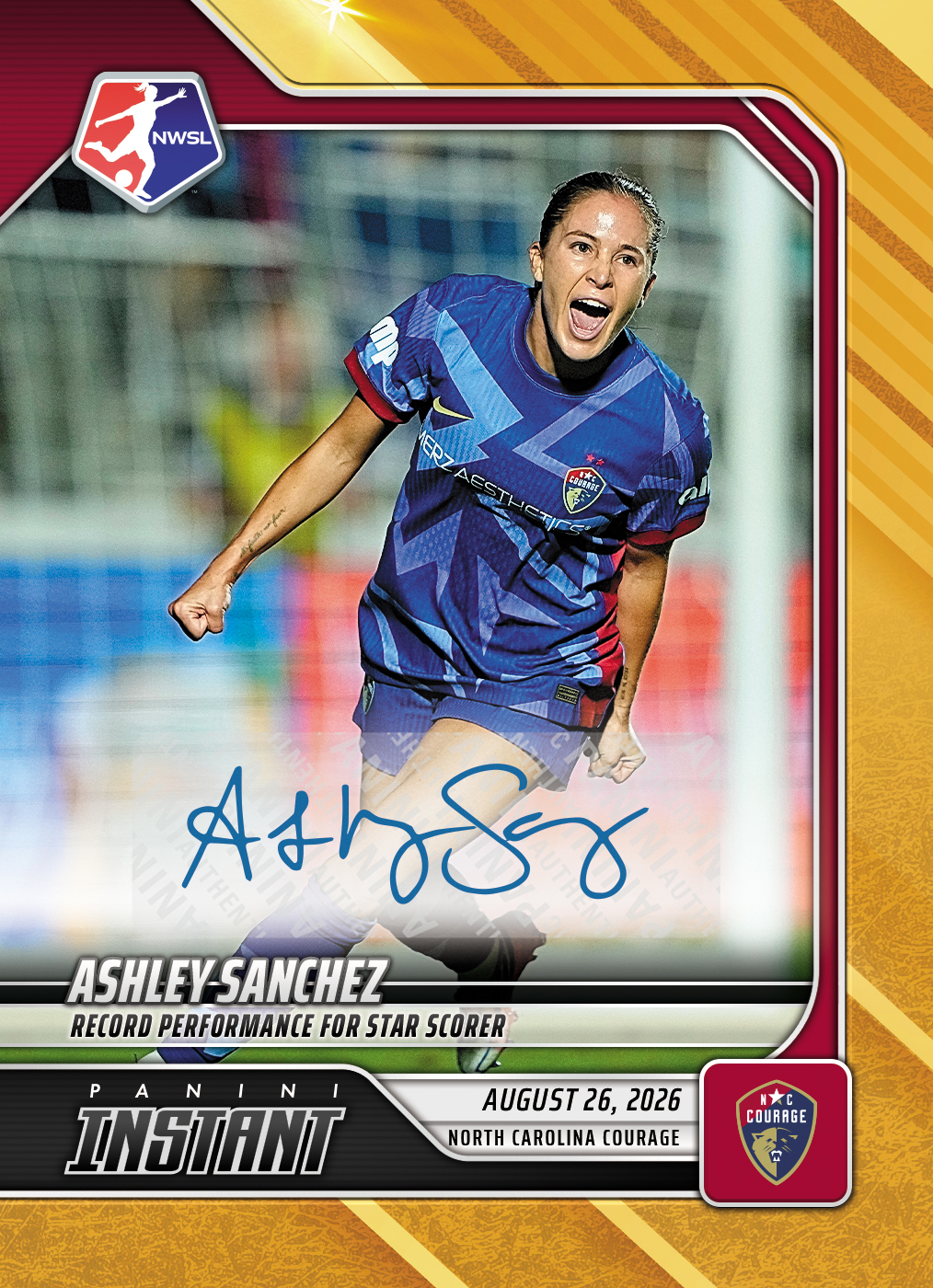 Detailed Image of Ashley Sanchez - 2026 Panini Instant NWSL #151 - Gold /10 Auto
