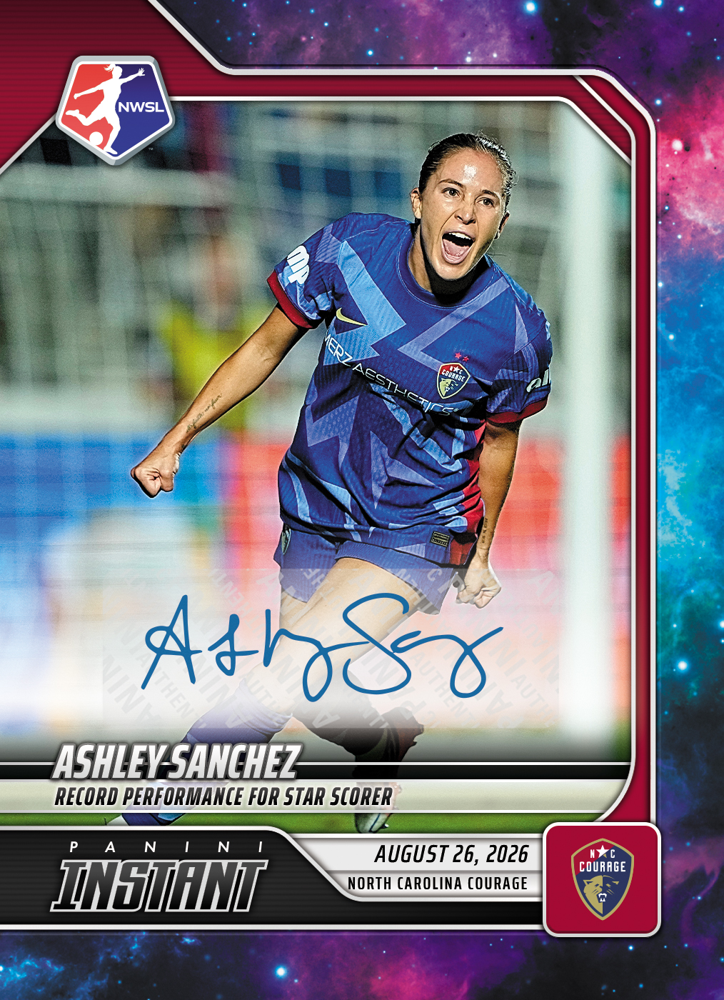 Detailed Image of Ashley Sanchez - 2026 Panini Instant NWSL #151 - Galaxy 1/1 Auto