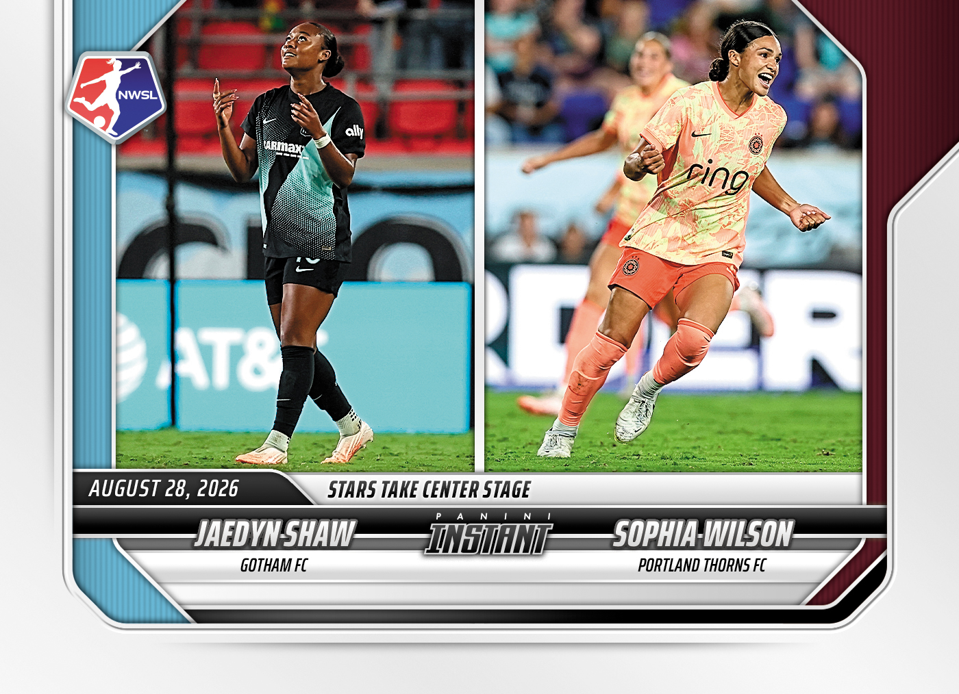 Detailed Image of Jaedyn Shaw/Sophia Wilson - 2026 Panini Instant NWSL #152 - Base Card 25-pack