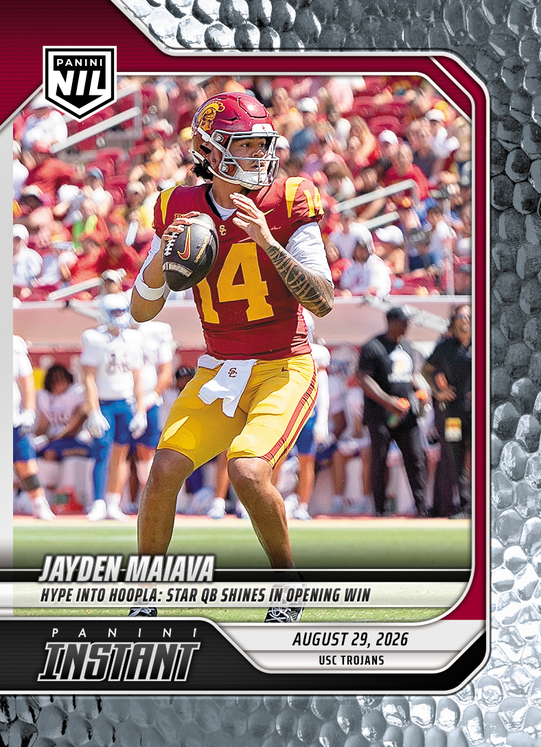 Detailed Image of Jayden Maiava - 2026 Panini Instant NIL College Football #I-JMA - Metallic /5