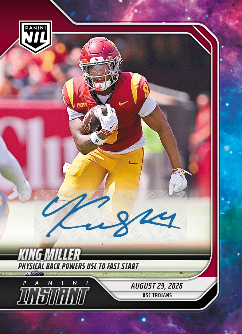 Detailed Image of King Miller - 2026 Panini NIL College Football #I-KMI - Galaxy 1/1 Auto