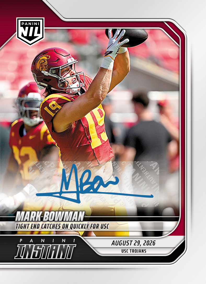 Detailed Image of Mark Bowman - 2026 Panini NIL College Football #I-MBO - Base /99 Auto