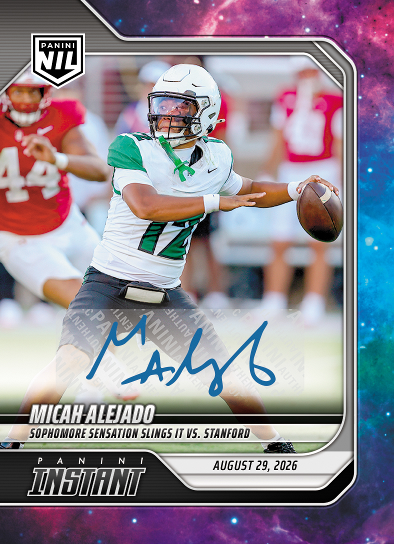 Detailed Image of Micah Alejado - 2026 Panini NIL College Football #I-MAL - Galaxy 1/1 Auto