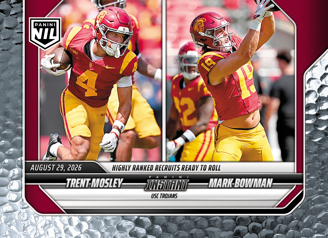 Detailed Image of Trent Mosley/Mark Bowman - 2026 Panini NIL College Football #I-TMMB - Metallic /5