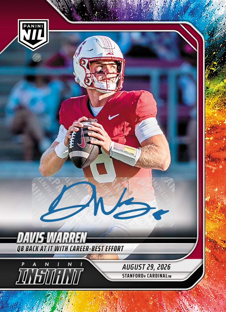Detailed Image of Davis Warren - 2026 Panini NIL College Football #I-DWA - Color Blast /10 Auto