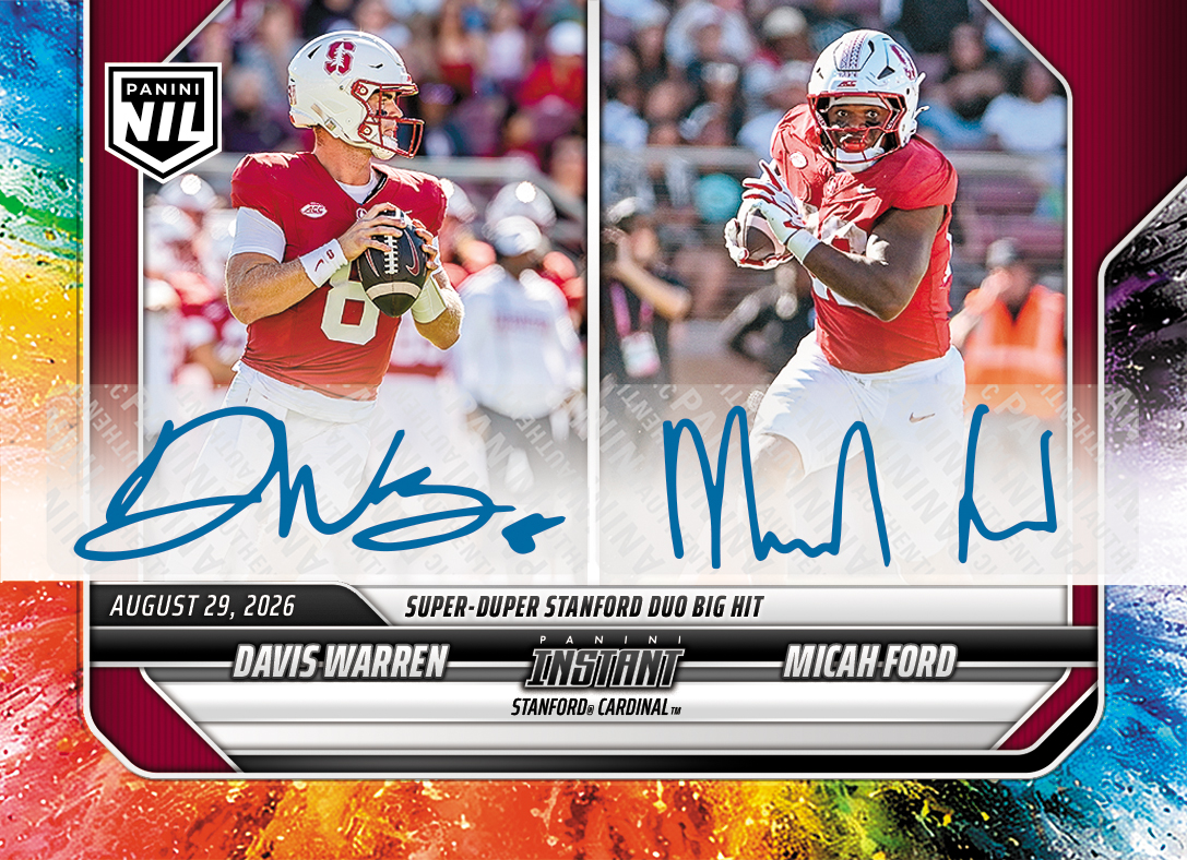 Detailed Image of Davis Warren/Micah Ford - 2026 Panini NIL College Football #I-DFO - Color Blast /10 Auto
