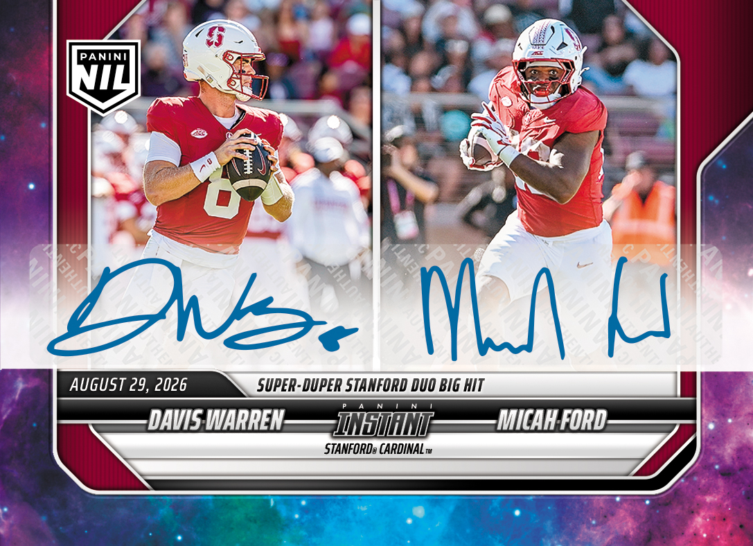 Detailed Image of Davis Warren/Micah Ford - 2026 Panini NIL College Football #I-DFO - Galaxy 1/1 Auto