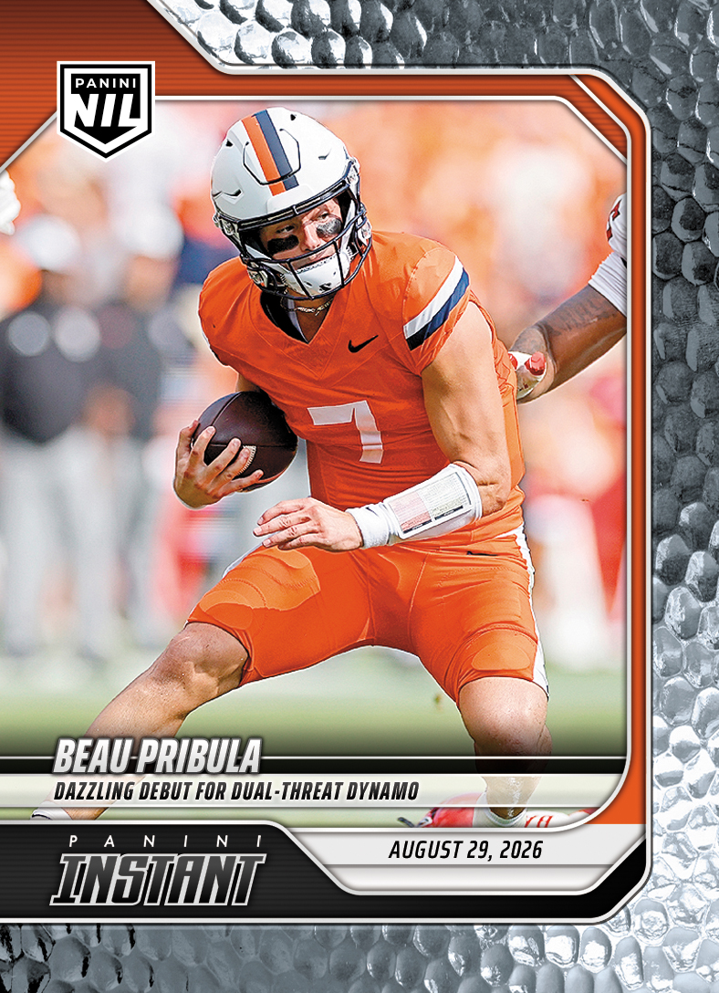Detailed Image of Beau Pribula - 2026 Panini Instant NIL College Football #I-BPR - Metallic /5