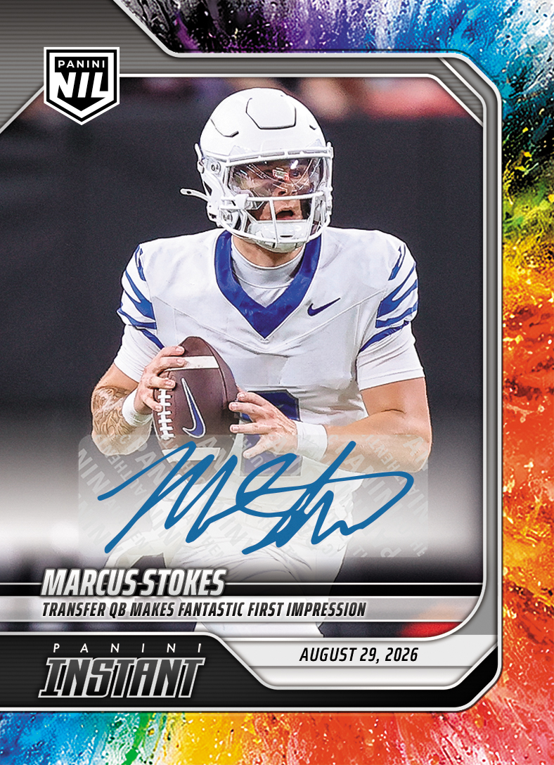 Detailed Image of Marcus Stokes - 2026 Panini NIL College Football #I-MST - Color Blast /10 Auto