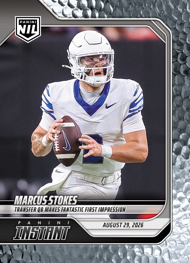 Detailed Image of Marcus Stokes - 2026 Panini NIL College Football #I-MST - Metallic /5