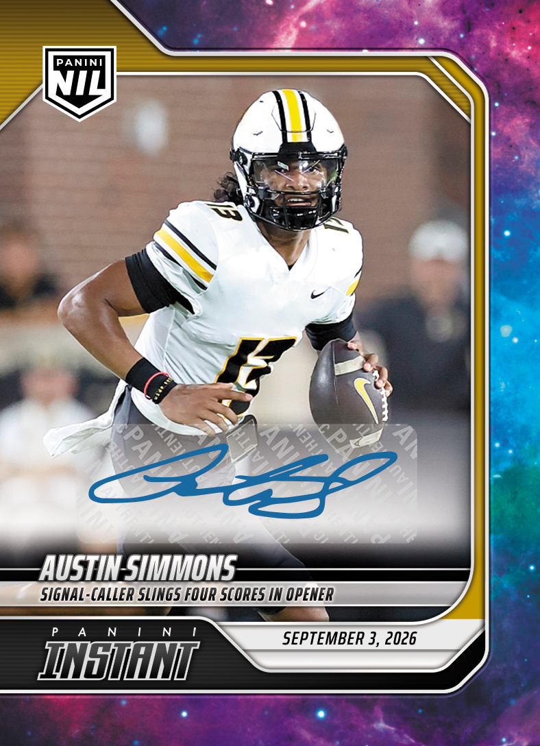 Detailed Image of Austin Simmons - 2026 Panini NIL College Football #I-ASI - Galaxy 1/1 Auto