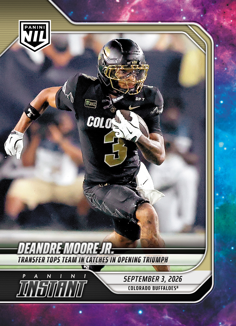 Detailed Image of DeAndre Moore Jr. - 2026 Panini NIL College Football #I-DMJ - Galaxy 1/1