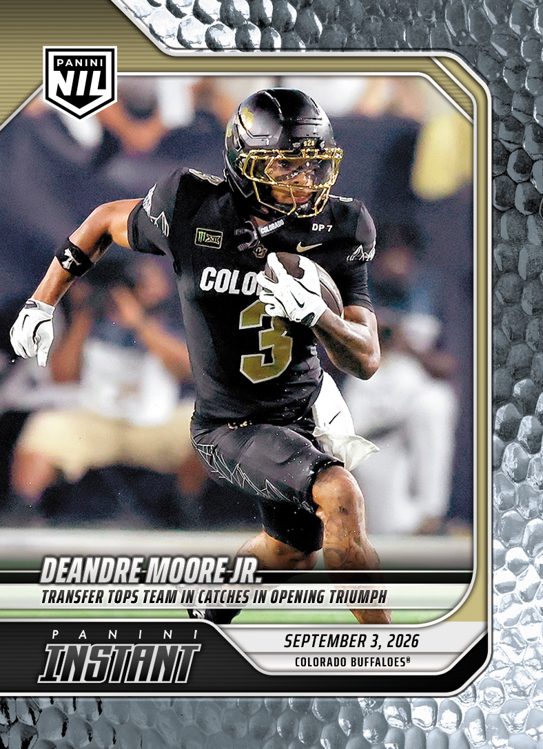 Detailed Image of DeAndre Moore Jr. - 2026 Panini NIL College Football #I-DMJ - Metallic /5