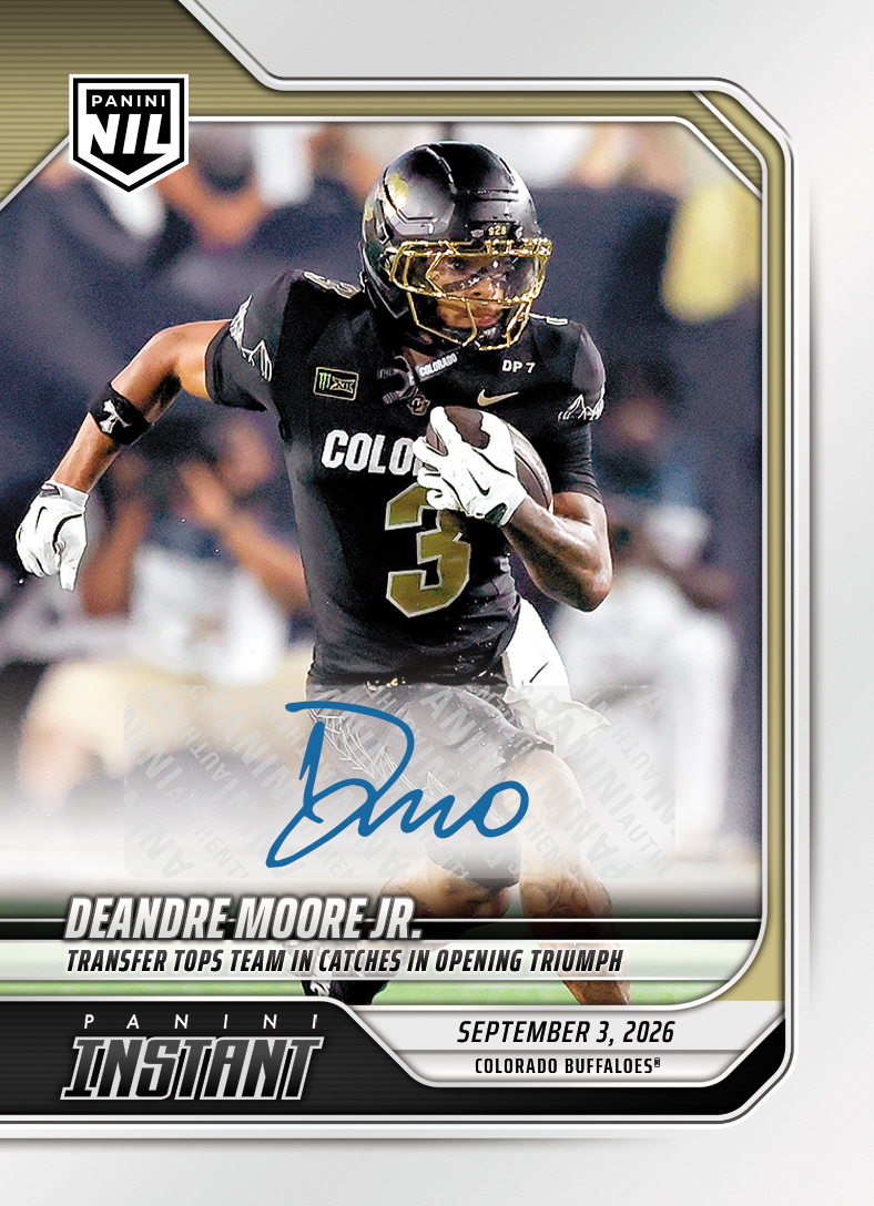 Detailed Image of DeAndre Moore Jr. - 2026 Panini NIL College Football #I-DMJ - Base /99 Auto