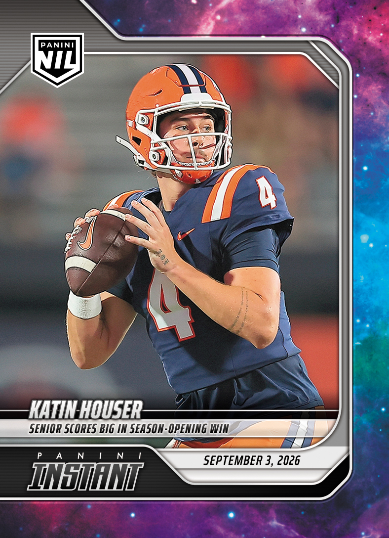 Detailed Image of Katin Houser - 2026 Panini Instant NIL College Football #I-KHO - Galaxy 1/1