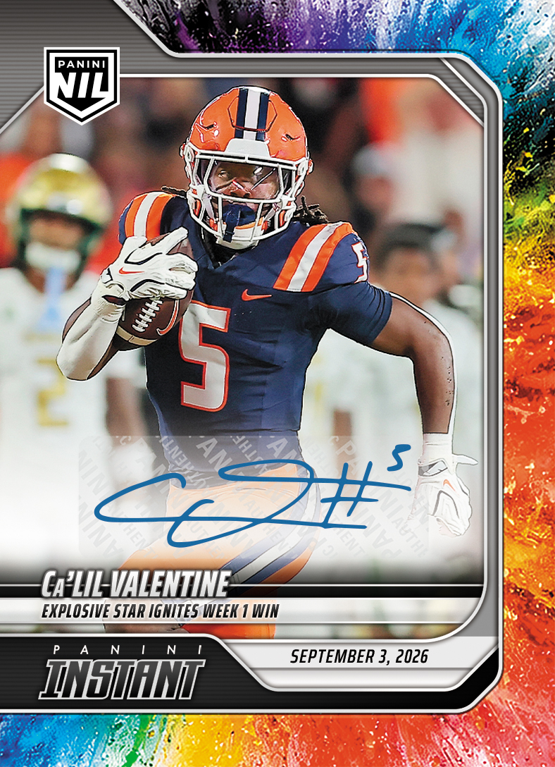 Detailed Image of Ca'Lil Valentine - 2026 Panini Instant NIL College Football #I-CLV - Color Blast /10 Auto