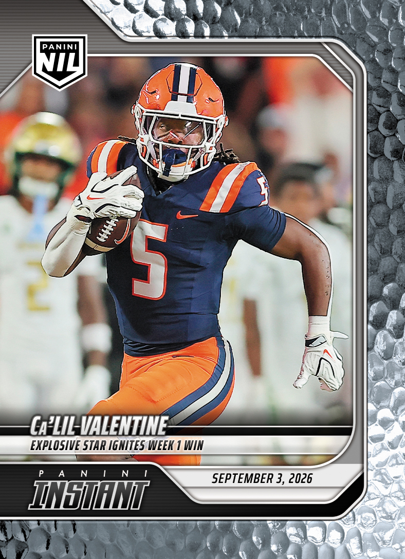 Detailed Image of Ca'Lil Valentine - 2026 Panini Instant NIL College Football #I-CLV - Metallic /5