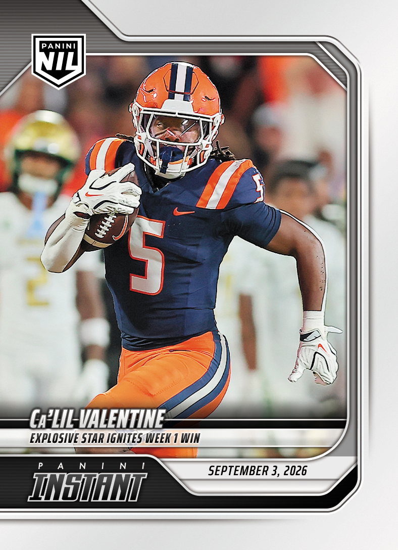 Detailed Image of Ca'Lil Valentine - 2026 Panini Instant NIL College Football #I-CLV - Base Card 25-pack