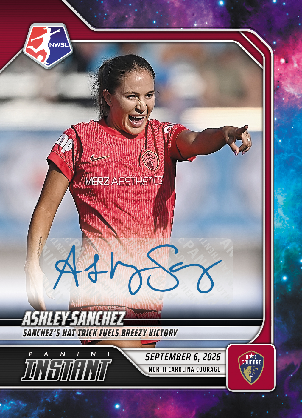 Detailed Image of Ashley Sanchez - 2026 Panini Instant NWSL #164 - Galaxy 1/1 Auto