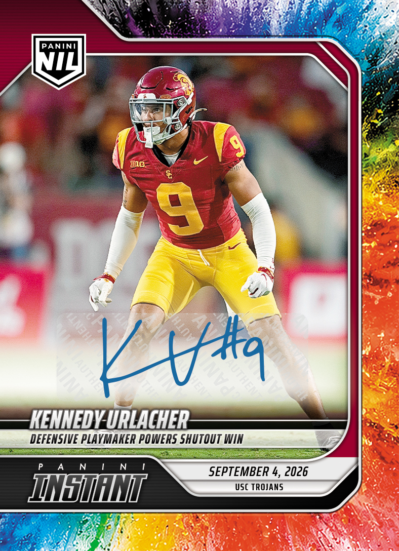 Detailed Image of Kennedy Urlacher - 2026 Panini Instant NIL College Football #1-KUR - Color Blast /10 Auto
