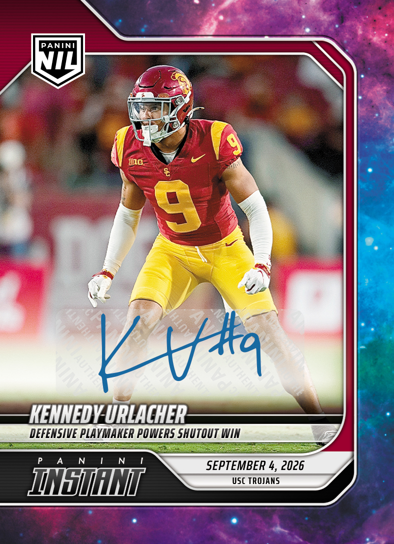 Detailed Image of Kennedy Urlacher - 2026 Panini Instant NIL College Football #1-KUR - Galaxy 1/1 Auto