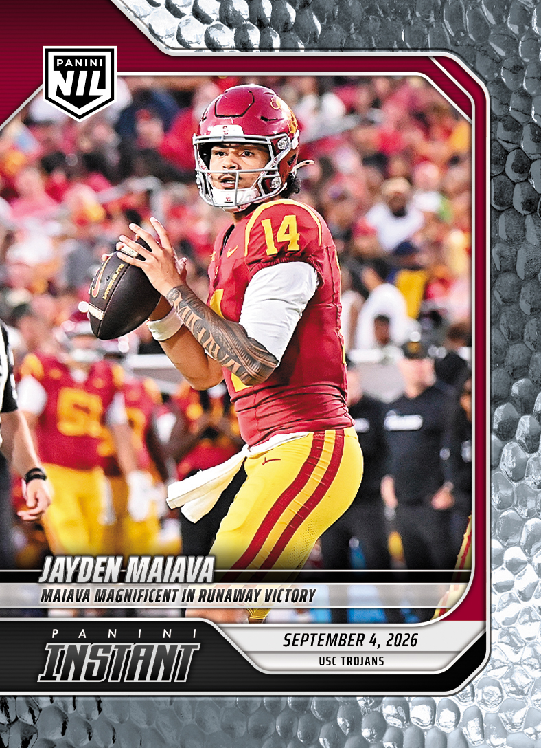 Detailed Image of Jayden Maiava - 2026 Panini Instant NIL College Football #1-JMA - Metallic /5