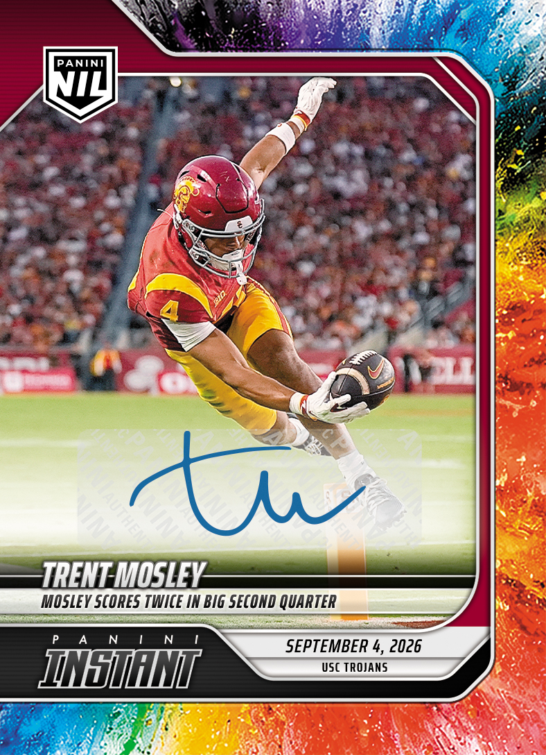 Detailed Image of Trent Mosley - 2026 Panini NIL College Football #1-TMO - Color Blast /10 Auto