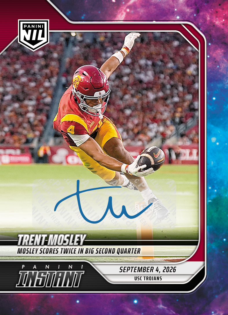 Detailed Image of Trent Mosley - 2026 Panini NIL College Football #1-TMO - Galaxy 1/1 Auto