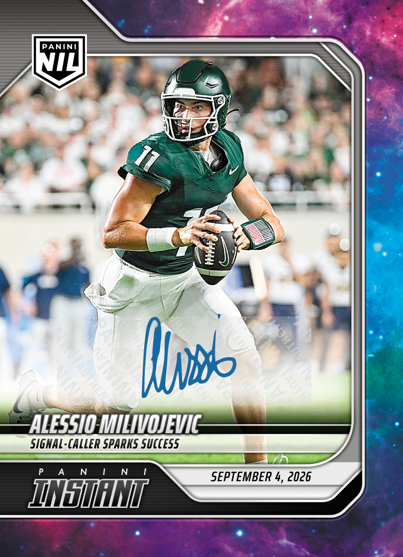Product image 1 for - Alessio Milivojevic - 2026 Panini Instant NIL College Football #1-AMI - Galaxy 1/1 Auto