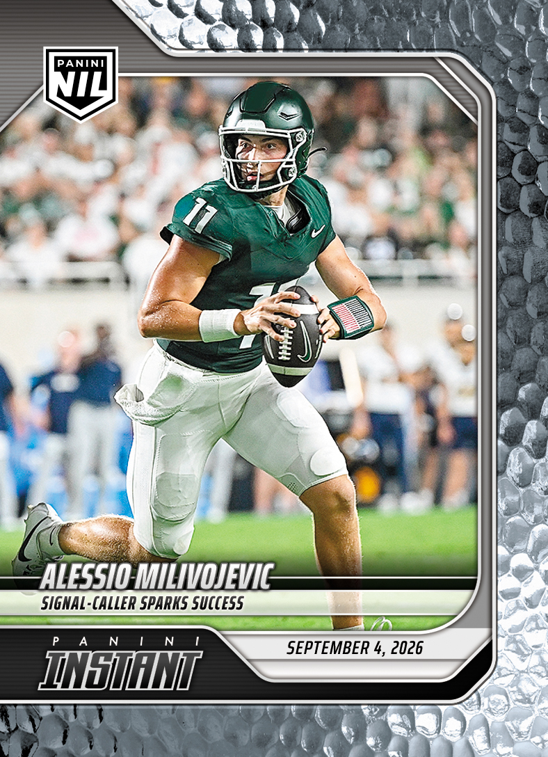 Detailed Image of Alessio Milivojevic - 2026 Panini Instant NIL College Football #1-AMI - Metallic /5