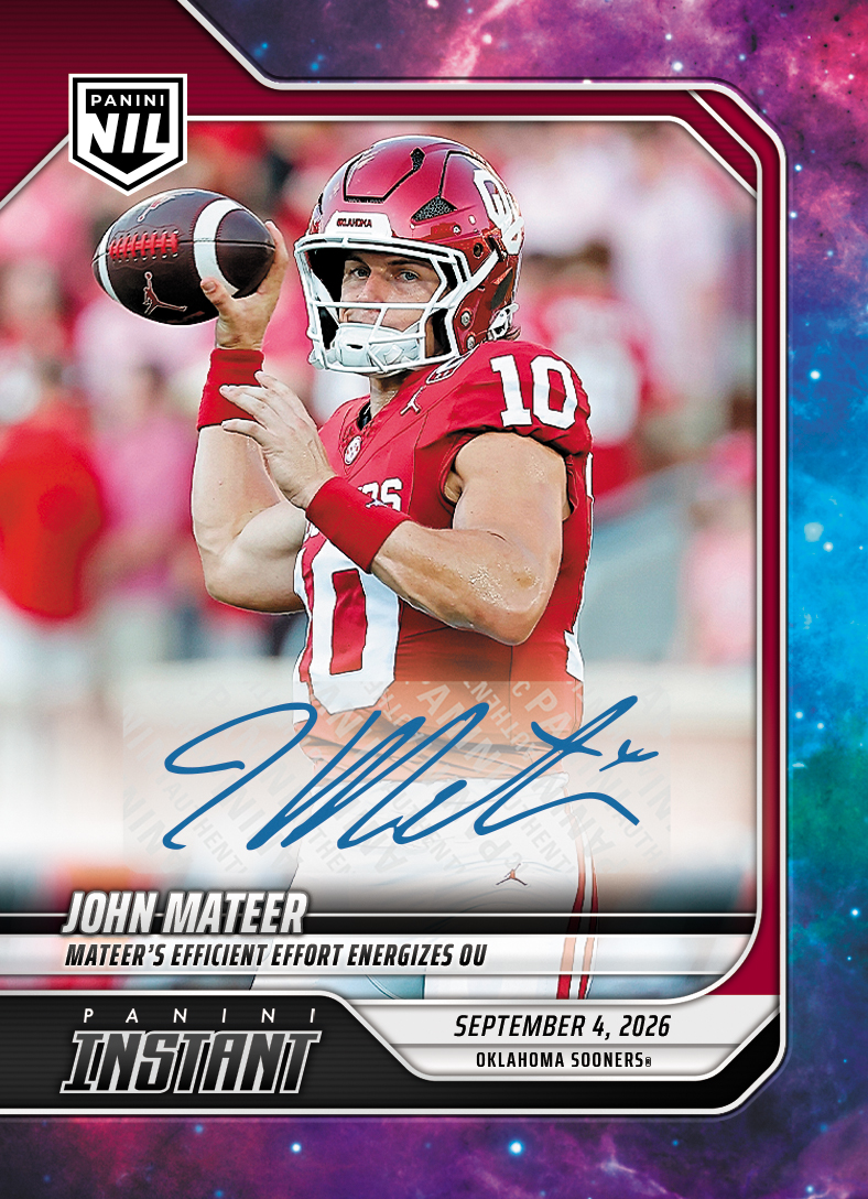 Detailed Image of John Mateer - 2026 Panini Instant NIL College Football #1-JMA - Galaxy 1/1 Auto